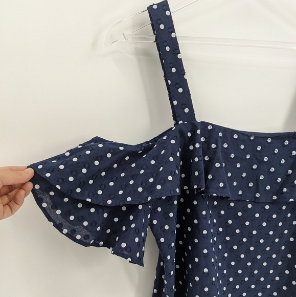 J. Crew Swiss Dot Off The Shoulder Ruffle Top NEW - Picture 3 of 10